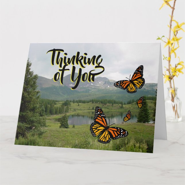 Bergsee Monarch Schmetterlinge Denkkarte Karte (Gelbe Blume)