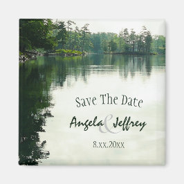 Bergsee Reflexion rustikal Save the Date Magnet