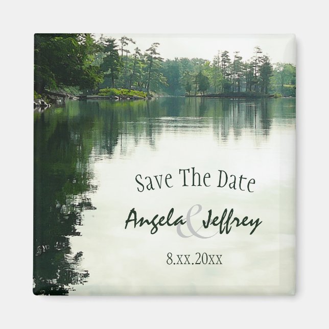 Bergsee Reflexion rustikal Save the Date Magnet (Vorne)