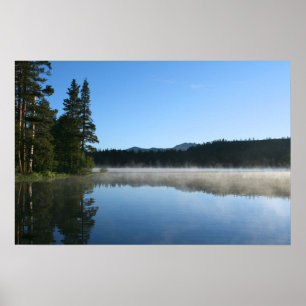 Bergsee, Sonnenaufgang, Nebel Poster