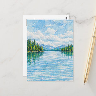 Bergsee-Waldlandschaft Postkarte
