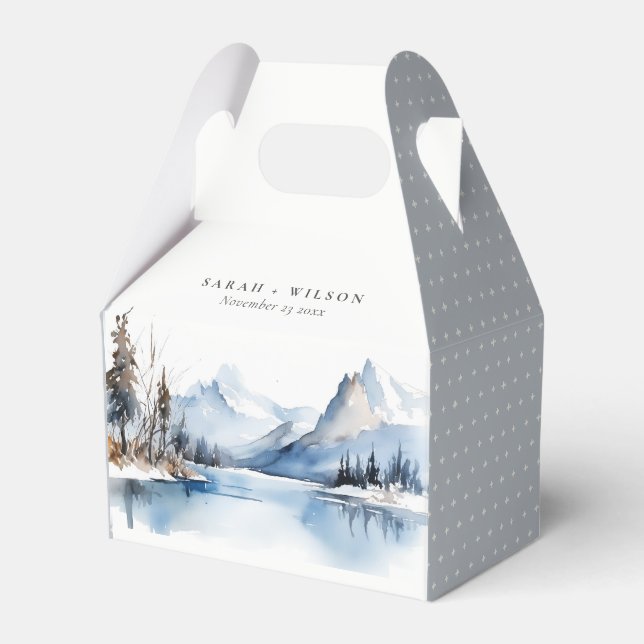 Bergsee Winterschnee Landschaft Hochzeit Geschenkschachtel (Vorderseite)