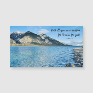 Bergsee Wirf Deine Sorgen Inspirierender Magnet