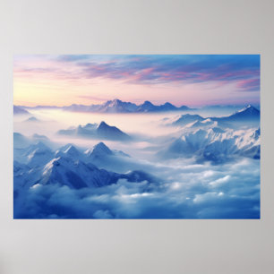 Bergsee Wolken Sonnenuntergang Himmelslandschaft Poster