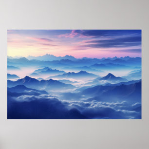Bergsee Wolken Sonnenuntergang Himmelslandschaft Poster