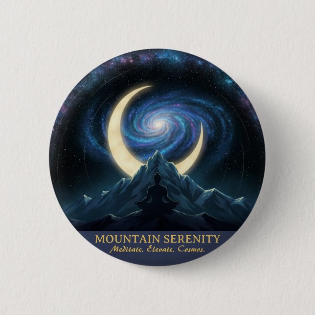 Bergserenity Kosmische Meditation, zunehmender Mon Button (Vorderseite)