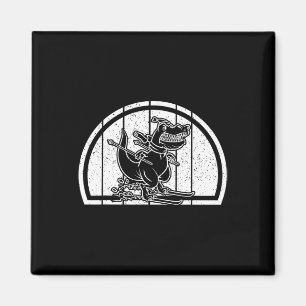 Bergskifahren Dinosaurier Skifahrer Dino Ski Skifa Magnet