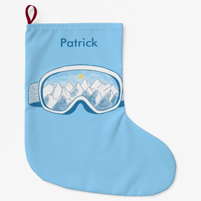 Bergskipiste - Illustration Personalisiert Großer Weihnachtsstrumpf (Vorderseite)