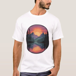 Bergsonnenuntergang Naturszene T-Shirt-Design T-Shirt