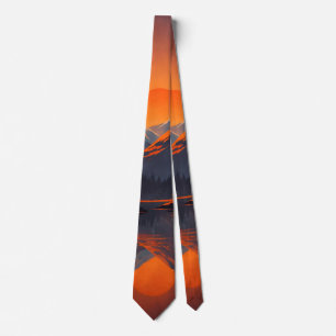Bergsonnenuntergang Reflexion Feuerorange Himmel  Krawatte