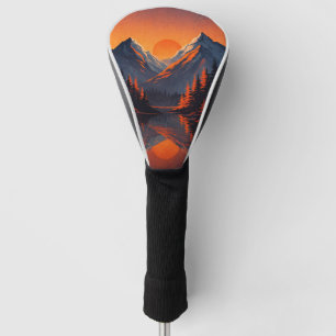 Bergsonnenuntergangsreflexion Feuerorange Himmel  Golf Headcover