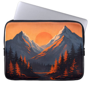 Bergsonnenuntergangsreflexion Feuerorange Himmel  Laptopschutzhülle