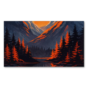 Bergsonnenuntergangsreflexion Feuerorange Himmel Magnetische Visitenkarte