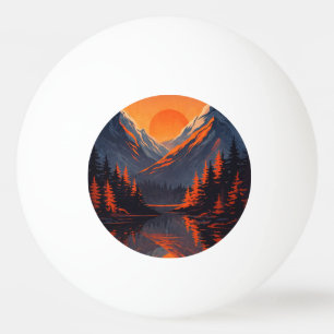 Bergsonnenuntergangsreflexion Feuerorange Himmel  Tischtennisball