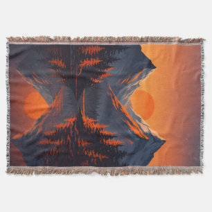 Bergsonnenuntergangsreflexion Feuerorangefarbener  Decke