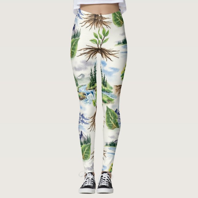 Bergspitzen Nahtloses Muster Leggings (Vorderseite)