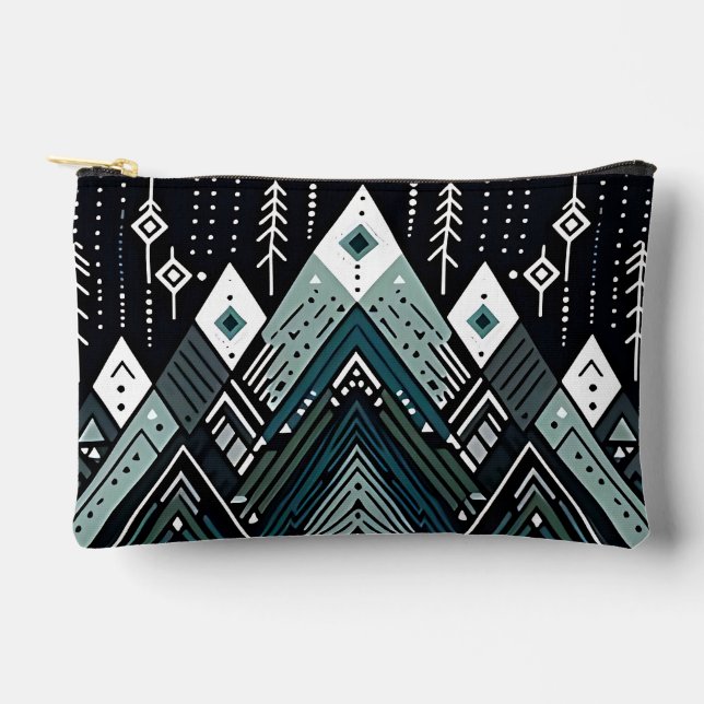Bergspitzen Tribal Geometric Zubehörtasche (Vorderseite)