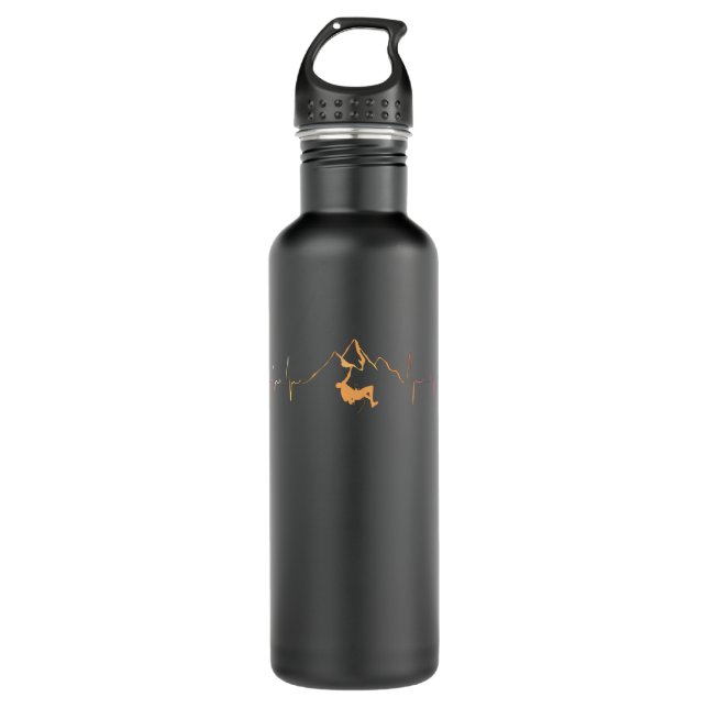 Bergsteigen Herzschlag Edelstahlflasche (Vorderseite)