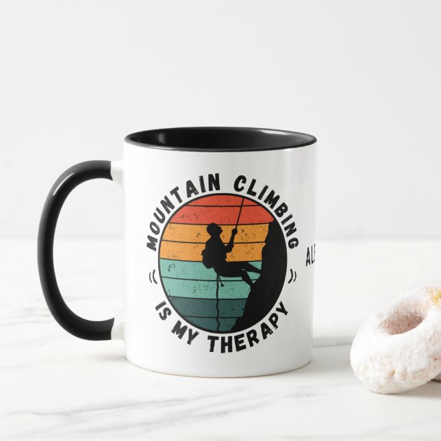 Bergsteigen ist meine Therapie Tasse (Mit Donut)