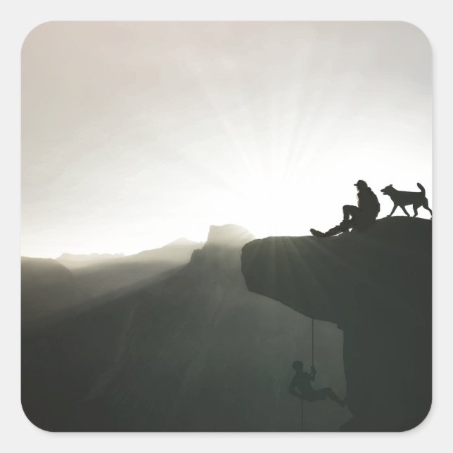 Bergsteigen Yosemite Motivation und Spaß Quadratischer Aufkleber (Vorderseite)