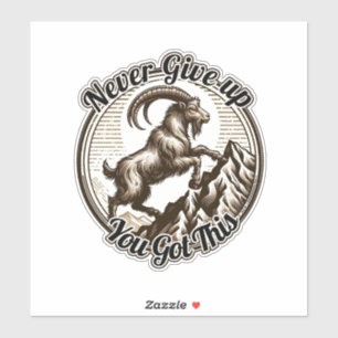Bergsteigende Ziege Steinbock Nie Aufgeben Aufkleber