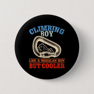 Bergsteigender Junge klettert Wand Bouldering Fels Button