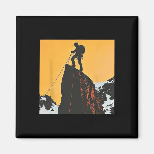 Bergsteiger auf einer Gipfelsilhouette Magnet