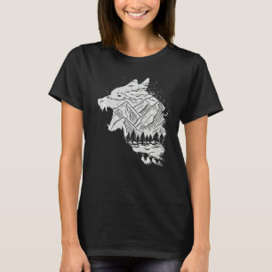 Bergsteiger Berge Wanderwälder Howling Wolle T-Shirt