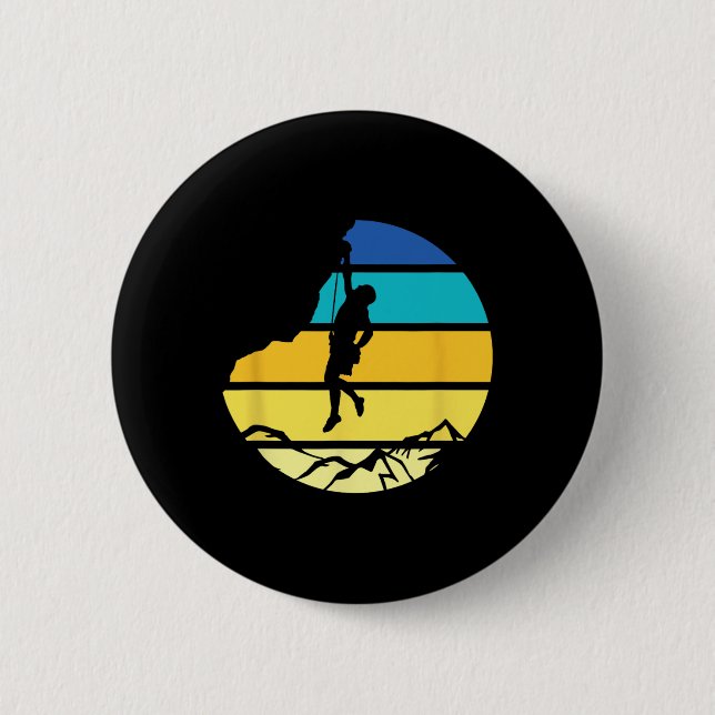 Bergsteiger Boulder Sports Hobby Retro Fels C Button (Vorderseite)