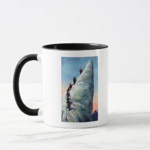 Bergsteiger, die versuchen, aufzusteigen ein Serac Tasse