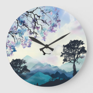 Bergszene große wanduhr