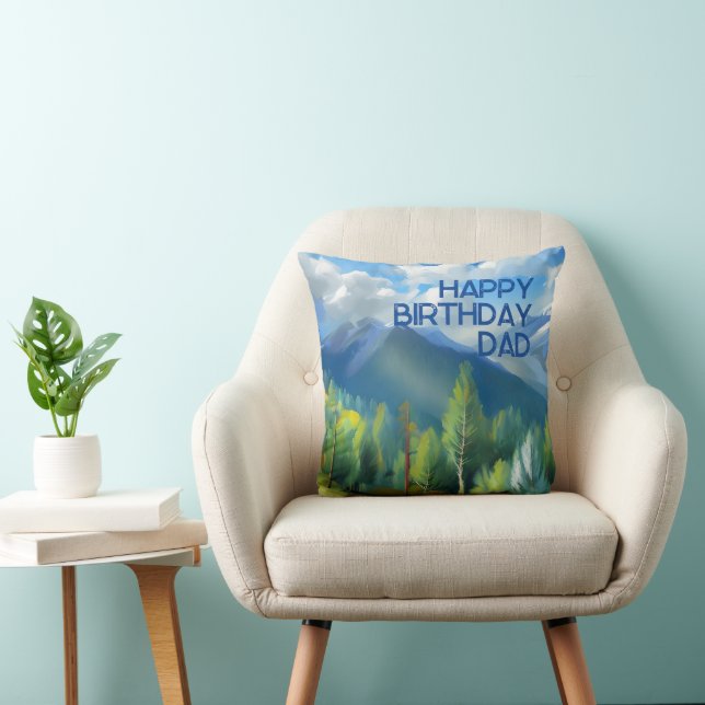 Bergszene Malerei glücklich Geburtstag Vater Kissen (Stuhl )