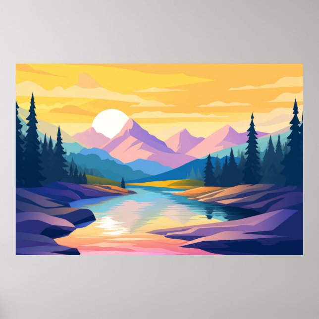 Bergtal Landschaft Natur Poster (Vorne)
