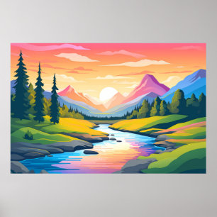 Bergtal Landschaftsbild Poster