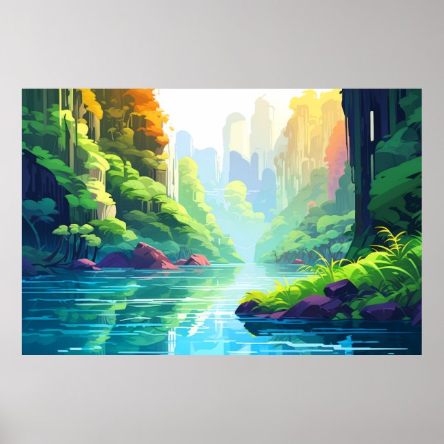 Bergtal Landschaftsbild Poster (Vorne)