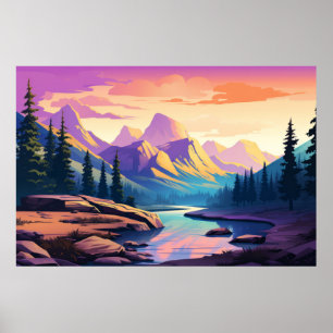 Bergtal Landschaftsbild Poster