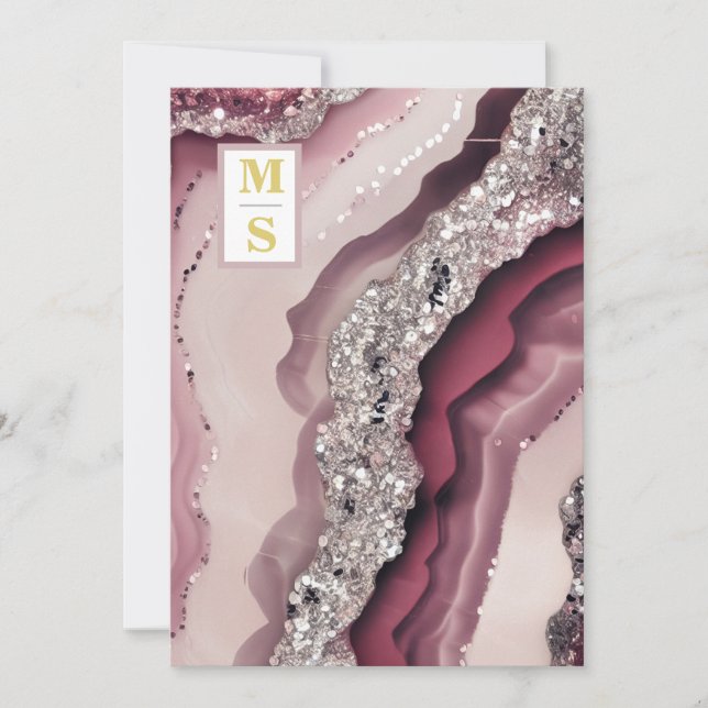 *~ Bergundy Maroon QR AR66 Agate UAWG Wedding Einladung (Vorderseite)