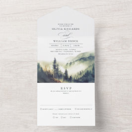 Bergwald Fog Abend Landschaft Hochzeit All In One Einladung