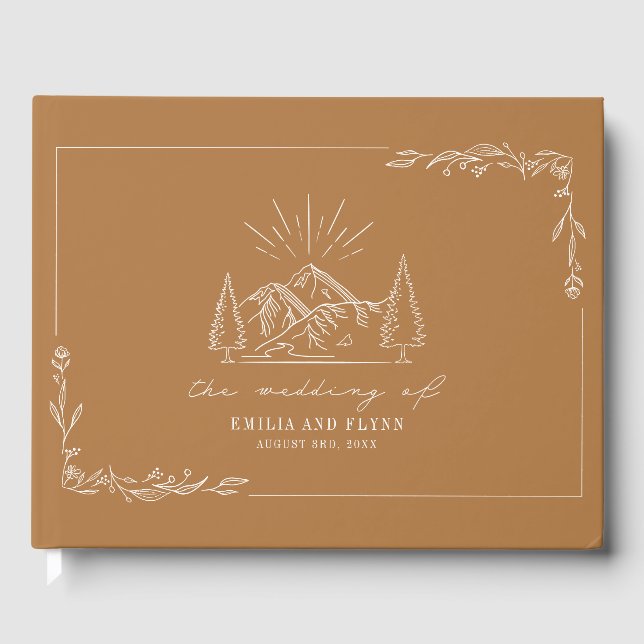 Bergwald Goldenrod Rustikale Hochzeit Gästebuch (Vorderseite)