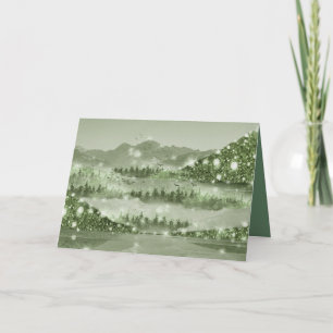 Bergwald Landschaft Seen Mixed Media Feiertagskarte