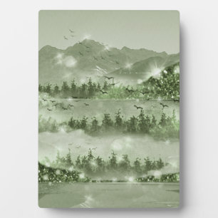 Bergwald Landschaft Seen Mixed Media Fotoplatte