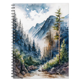 Bergwald Landschaft Wasserfarbe Notizblock