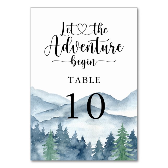 Bergwald Rustikale Hochzeit Tischnummer (Vorderseite)