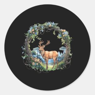 Bergwaldtiere Hirsche Natur Runder Aufkleber