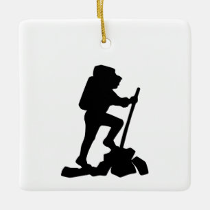 Bergwanderer Schwarze Silhouette Keramikornament