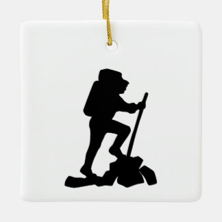 Bergwanderer Schwarze Silhouette Keramikornament
