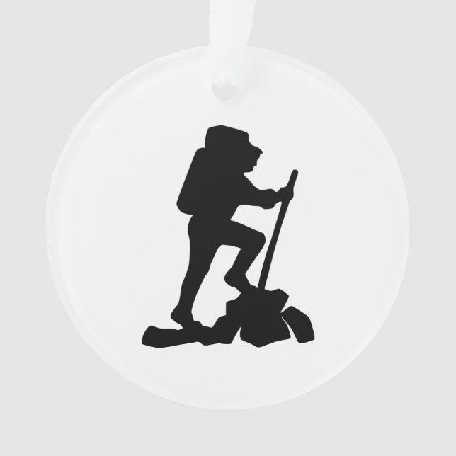 Bergwanderer Schwarze Silhouette Ornament (Vorderseite)