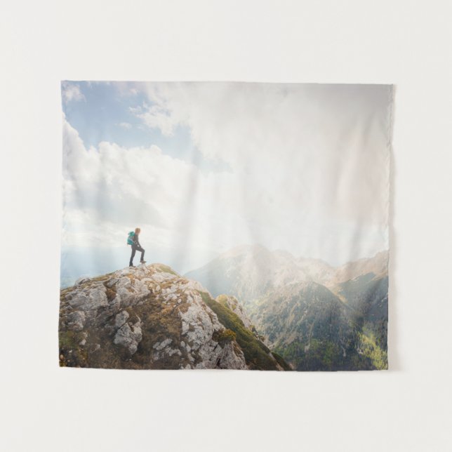 Bergwanderer Wandteppich (Vorderseite (Horizontal))