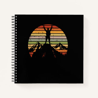 Bergwandern Reisen Retro Wanderer Bergsteiger Tra Notizbuch