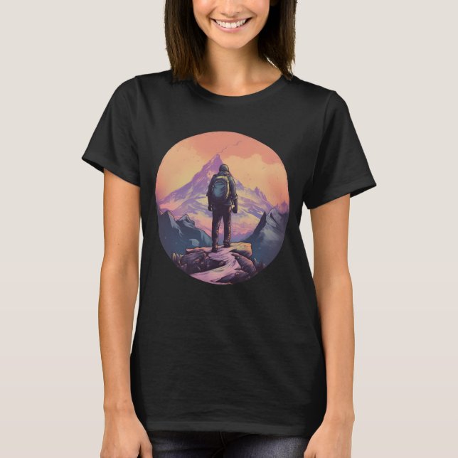 Bergwandern Sonnenuntergang T-Shirt (Vorderseite)